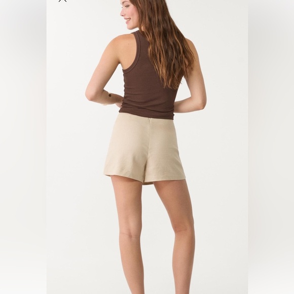 Stradivarius ASOS Women's Cream Shorts Skort Skirt Wrap Tie Size XL Summer Linen - Picture 1 of 5